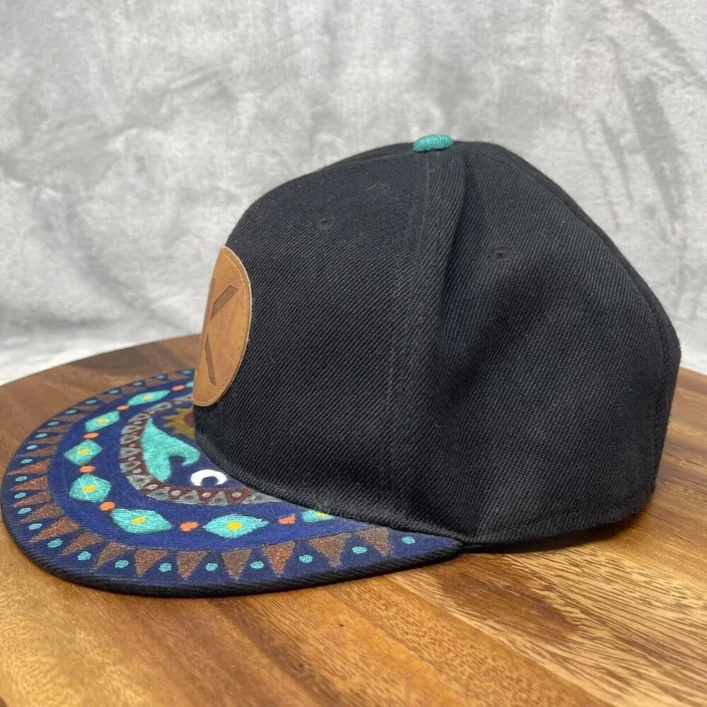 OnePiece‎ Hat Mens One Size Black Multi-color Aztec Print Adjustable Snapback